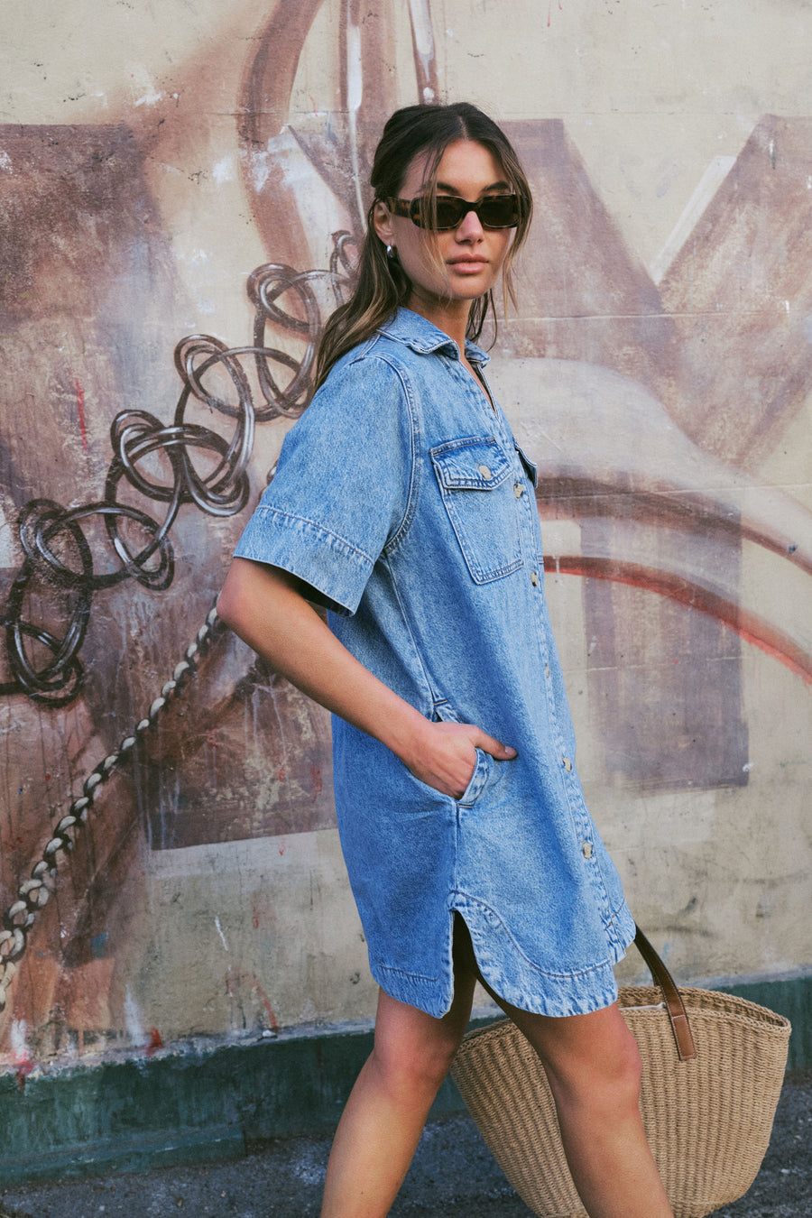 Boxy Shirt Dress | Vintage Blue Denim