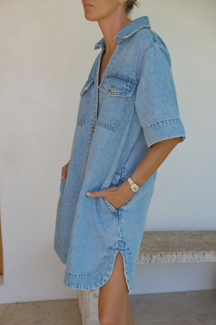 Boxy Shirt Dress | Vintage Blue Denim