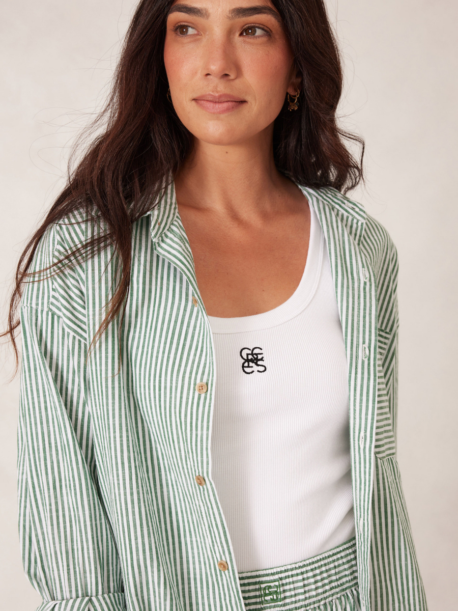 Oversized Shirt | Green Stripe