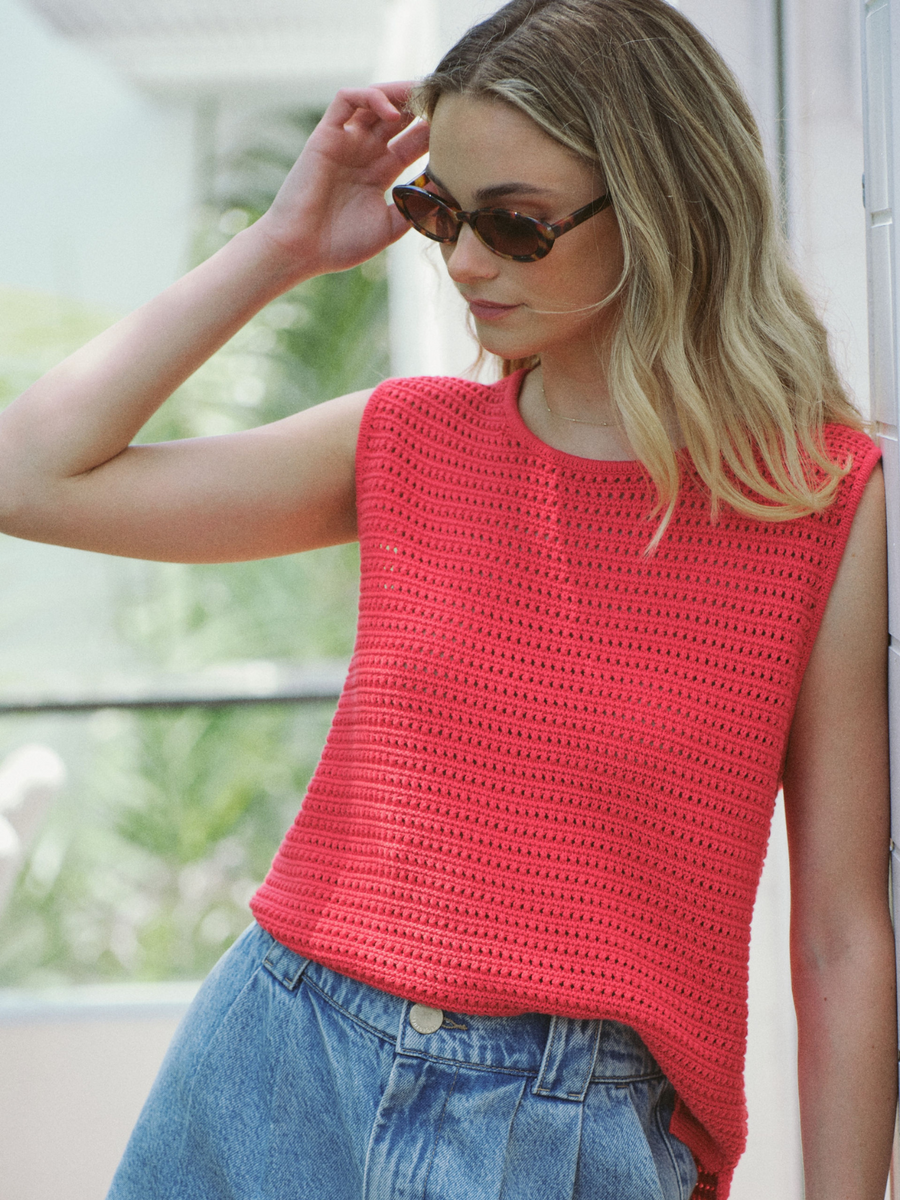 Mesh Knit Tank | Heritage Red