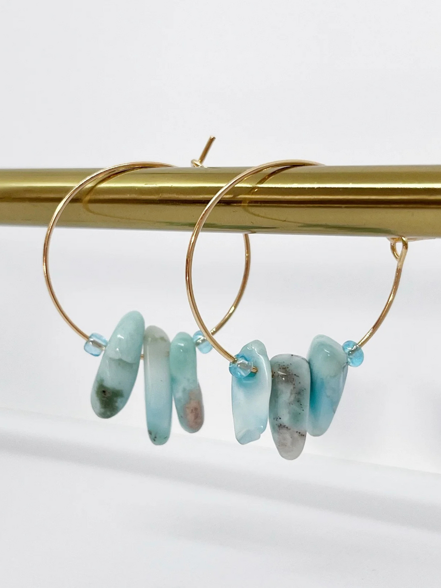 Larimar Hoop Earrings